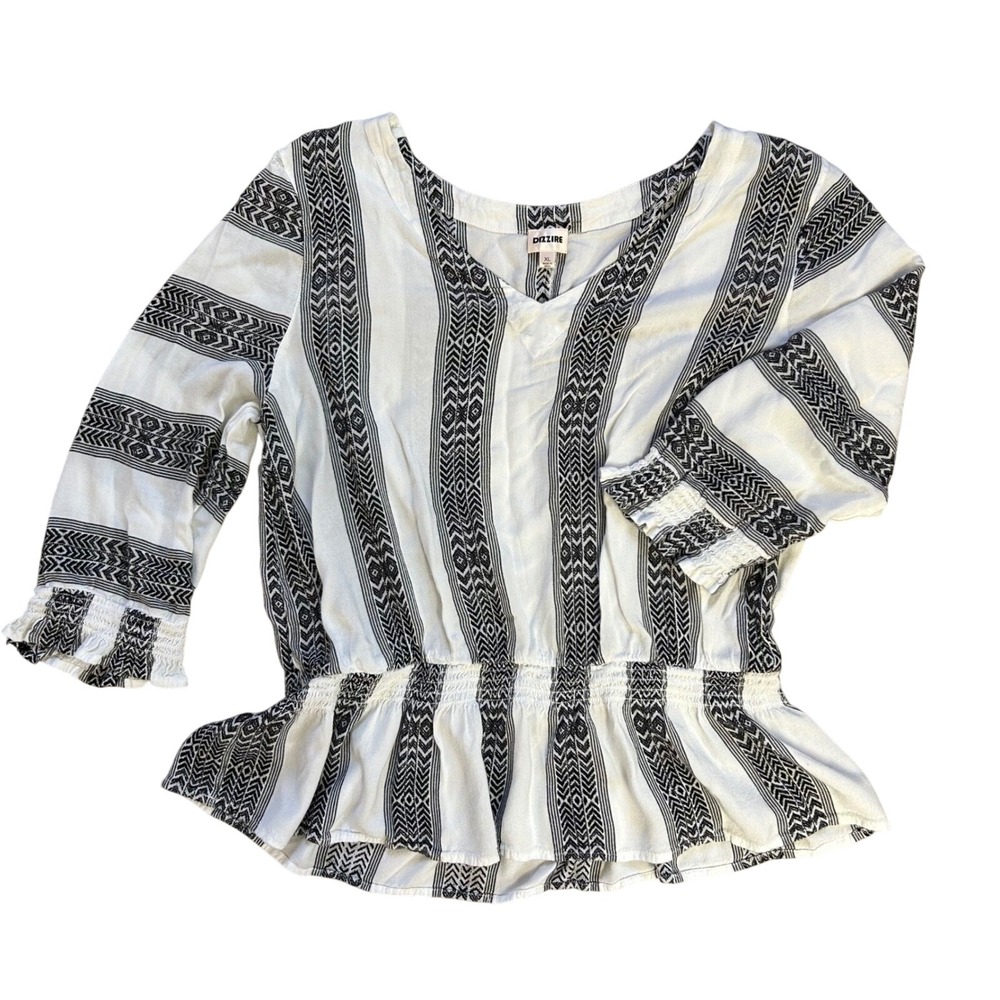 Indie Sleaze Dizzire Shirt Stripe Black White Festival Boho Summer Grandmacore